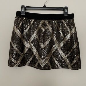 Authentic Icon Black and Silver Sequin Mini Skirt Size Small